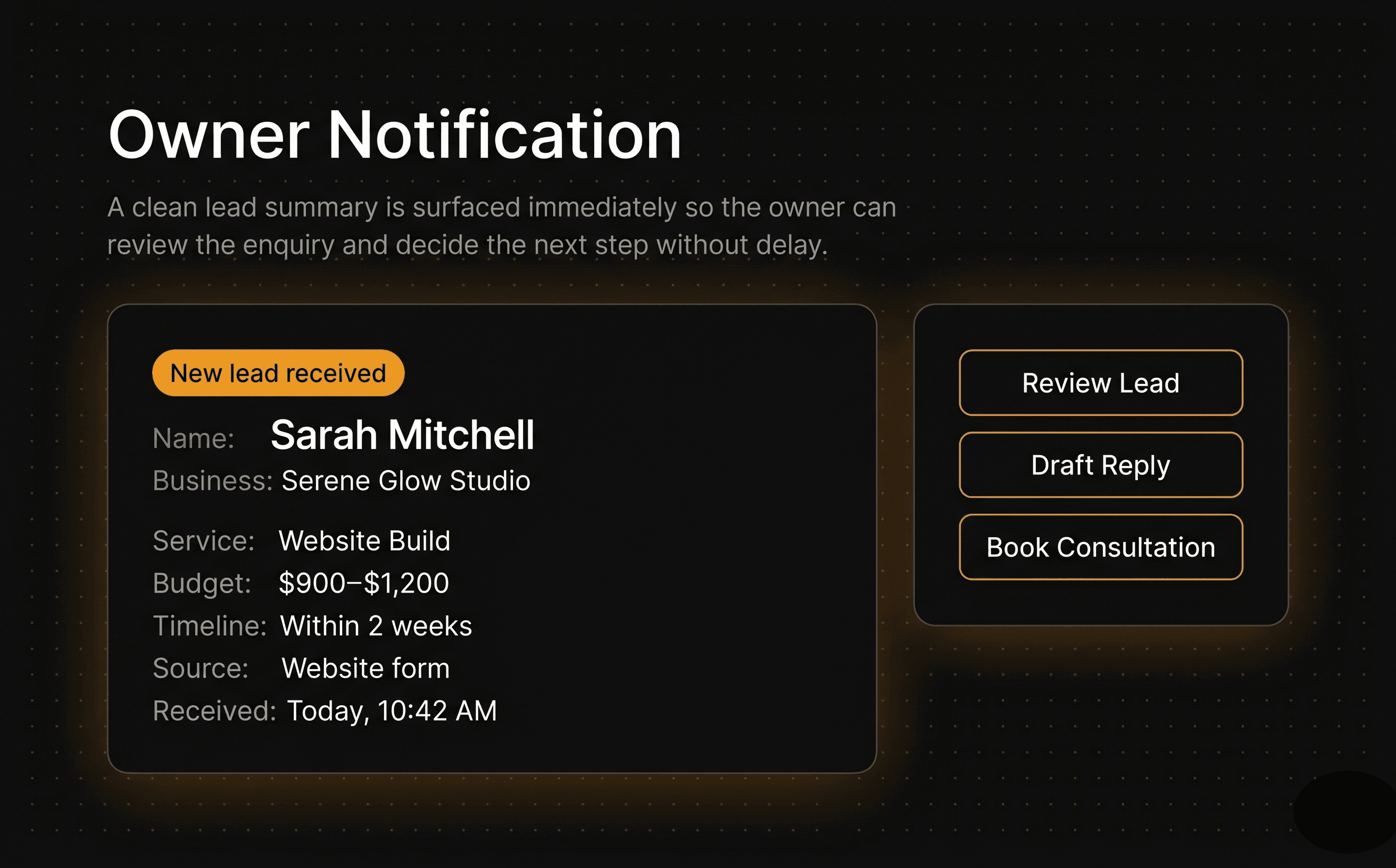 MidOwl lead flow proof - Owner Notification
